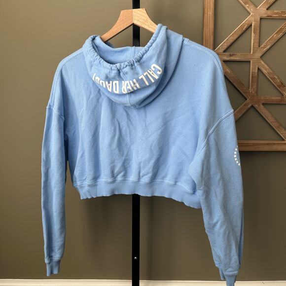 Call Her Daddy I am Unwell Cropped Hoodie Blue Medium - Picture 6 of 7